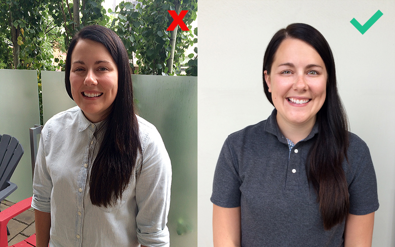 Jen Salamandick posing, one incorrect and the other correctly.